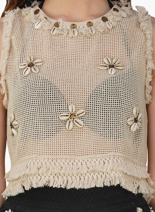 Talia Crochet Fringe Embellished Top