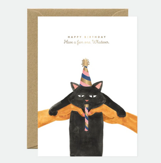 Gold Whatever Cat Birthday Card