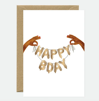 Gold Birthday Balloons Card