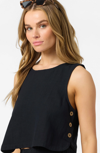 SANDERS LINEN TOP (Black)  ONLINE EXCLUSIVE