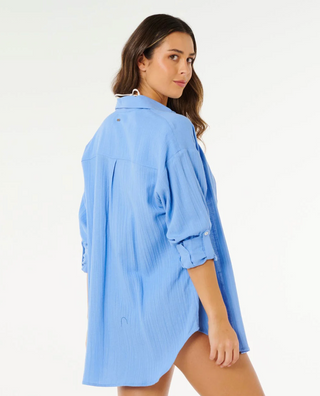 Premium Linen Long Sleeve Button Through Shirt (Cornflower Blue) ONLINE EXCLUSIVE