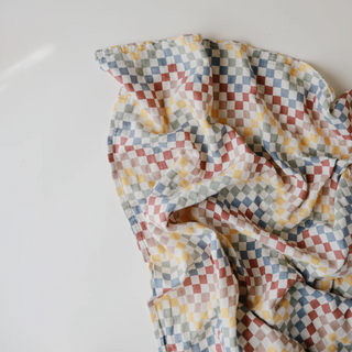 Organic Cotton Muslin Swaddle Blanket (Retro Check)