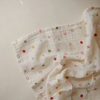 Organic Cotton Muslin Swaddle Blanket (Smiley Face)