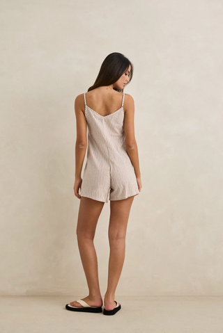 Valley Stripe Adjustable Romper (Tan)