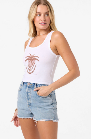 Palm Sun Scoop Neck Tank (White) ONLINE EXCLUSIVE