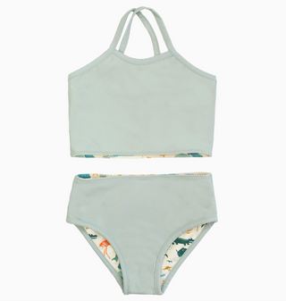 Explore Florida and Blue Surf Reversible Bikini Girls Swimsuit