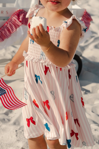 Liberty Bow Smocked Twirl Dress