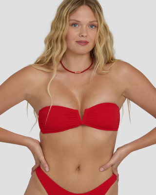 Rising Tide V Bandeau Bikini Top (FIESTA RED)