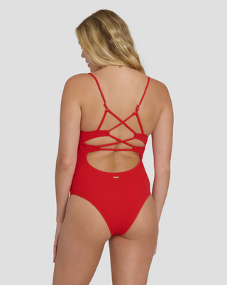 Rising Tide Strappy One Piece Swimsuit (FIESTA RED)