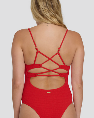 Rising Tide Strappy One Piece Swimsuit (FIESTA RED)