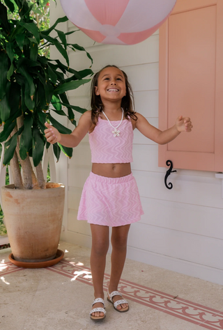 Pink Wave Terry Tank Skort Set