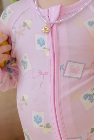 Little Coastal Notes Zipper Romper
