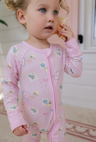 Little Coastal Notes Zipper Romper