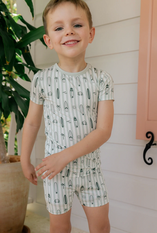 Green Surfs Up Two Piece Short Set
