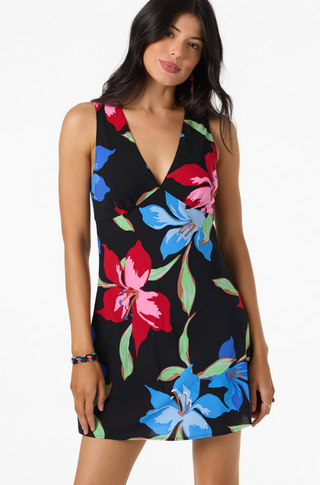 Eloise Floral Short Dress (BLK)