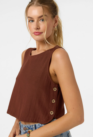 SANDERS LINEN TOP (coconut brown)  ONLINE EXCLUSIVE