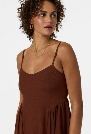 Linden Solid Midi Dress (COCONUT BROWN) ONLINE EXCLUSIVE