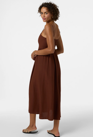 Linden Solid Midi Dress (COCONUT BROWN) ONLINE EXCLUSIVE