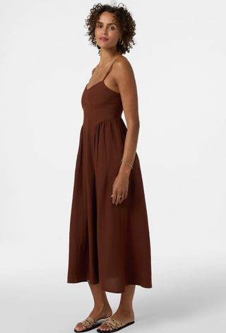 Linden Solid Midi Dress (COCONUT BROWN) ONLINE EXCLUSIVE
