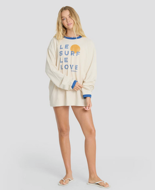 Le Love Surf Ringer Long Sleeve Cotton T-Shirt (WCP)