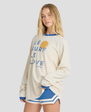 Le Love Surf Ringer Long Sleeve Cotton T-Shirt (WCP)