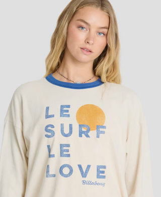 Le Love Surf Ringer Long Sleeve Cotton T-Shirt (WCP)