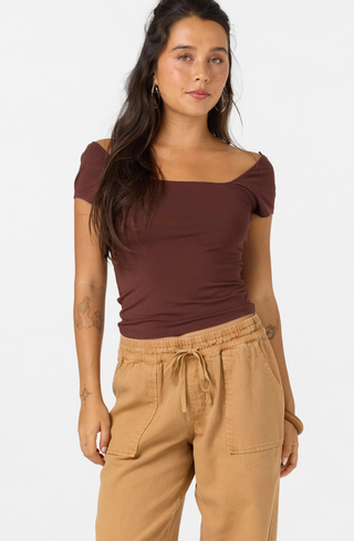 Alyssa Solid Knit Top (Chocolate)