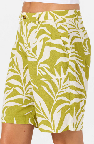 Marissa Printed Beach Shorts (Chartreuse)