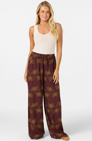 Rosalie Palm Stripe Pants (Chocolate)