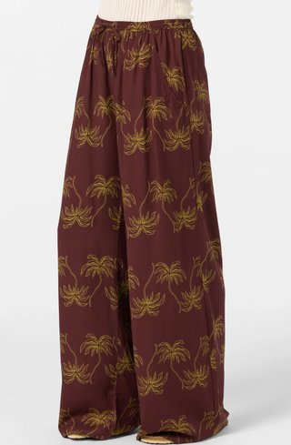 Rosalie Palm Stripe Pants (Chocolate)