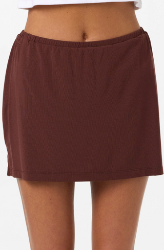 Alyssa Solid Knit Short Skirt (Chocolate)