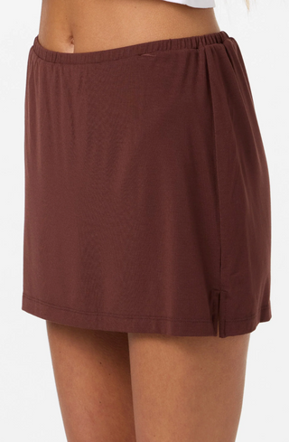 Alyssa Solid Knit Short Skirt (Chocolate)