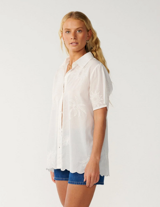 BOSSA NOVA EMB SHORT SLEEVE SHIRT (Bone)