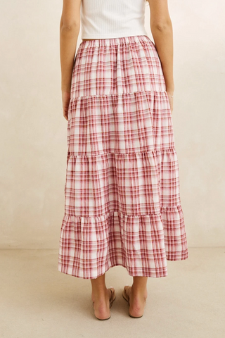 Chelsea Check Tiered Maxi Skirt (PLU) ONLINE EXCLUSIVE