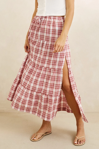 Chelsea Check Tiered Maxi Skirt (PLU) ONLINE EXCLUSIVE