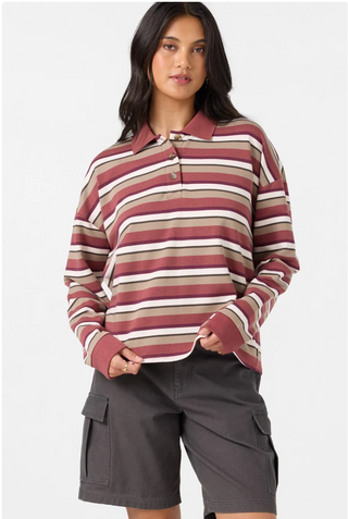O'Riginals Kyra Long Sleeve Crop Polo Top (APB) ONLINE EXCLUSIVE