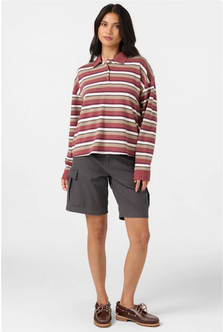 O'Riginals Kyra Long Sleeve Crop Polo Top (APB) ONLINE EXCLUSIVE