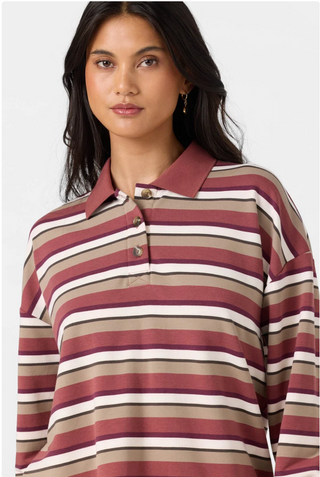 O'Riginals Kyra Long Sleeve Crop Polo Top (APB) ONLINE EXCLUSIVE