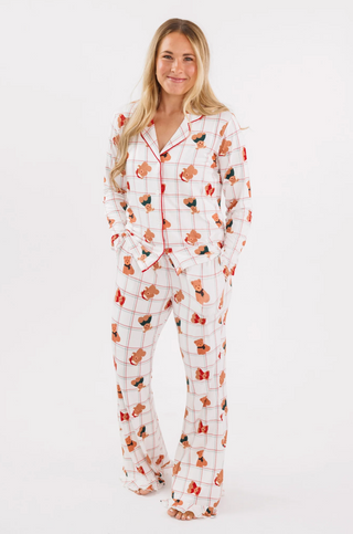 Cozy Christmas Bears Women's Long Sleeve Ruffle Set