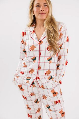 Cozy Christmas Bears Women's Long Sleeve Ruffle Set