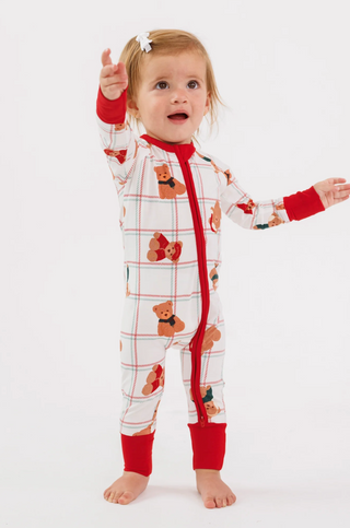 Cozy Christmas Bears Zipper Romper
