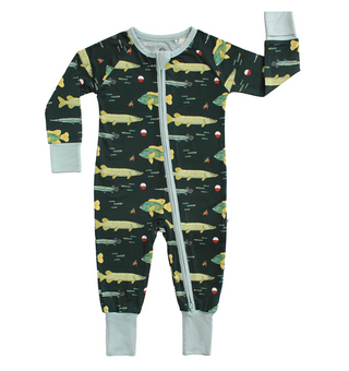 Gone Fishing Bamboo Convertible Footie Romper