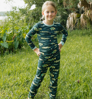 Gone Fishing Two-Piece Bamboo Long Sleeve Pajama Kids Pants Set