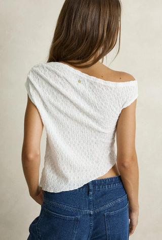 maya lace asymmetrical top (wht)