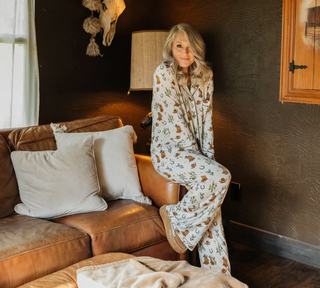 Cowboy Christmas Womens Bamboo Long Sleeve Pants Set