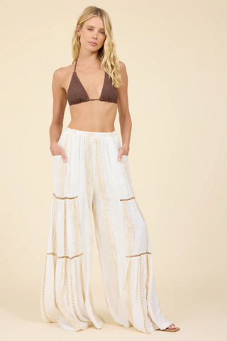 Stripe Tiered Wide Leg Pant (Gold Dust)