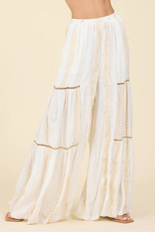 Stripe Tiered Wide Leg Pant (Gold Dust)