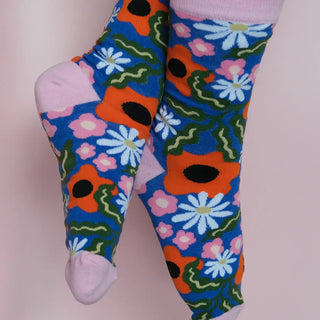 Wavy Daisy 100% Cotton Women's Crew Socks