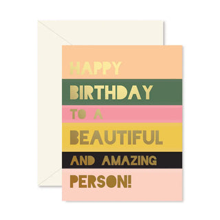 Beautiful and Amazing Colorblock Birthday Greeting Card