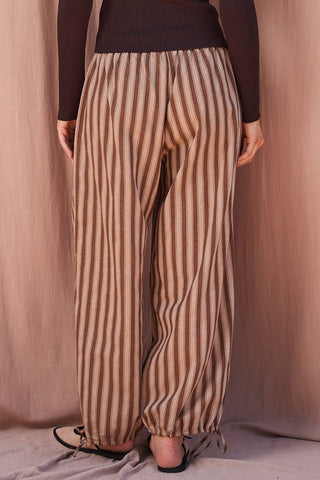 Striped Tie Hem Pants (Rust)